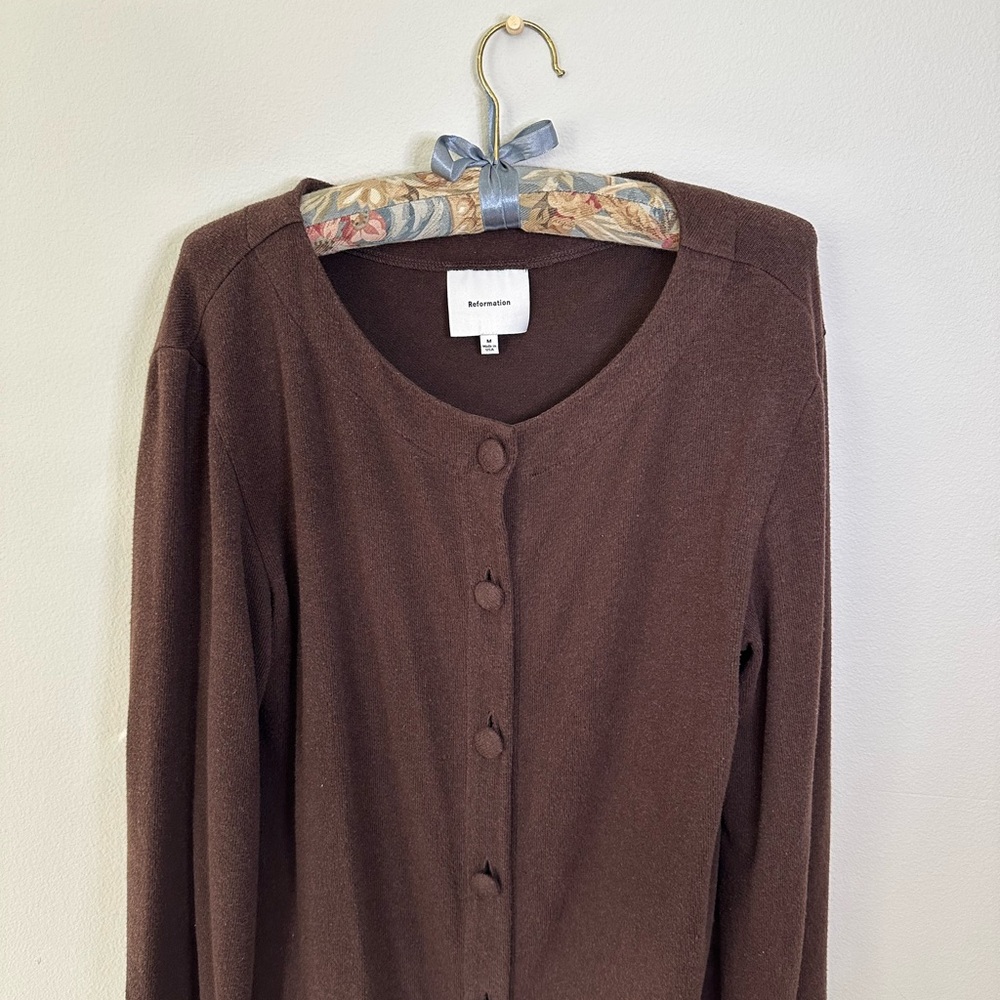 Reformation Rich Brown Button-Up Cardigan